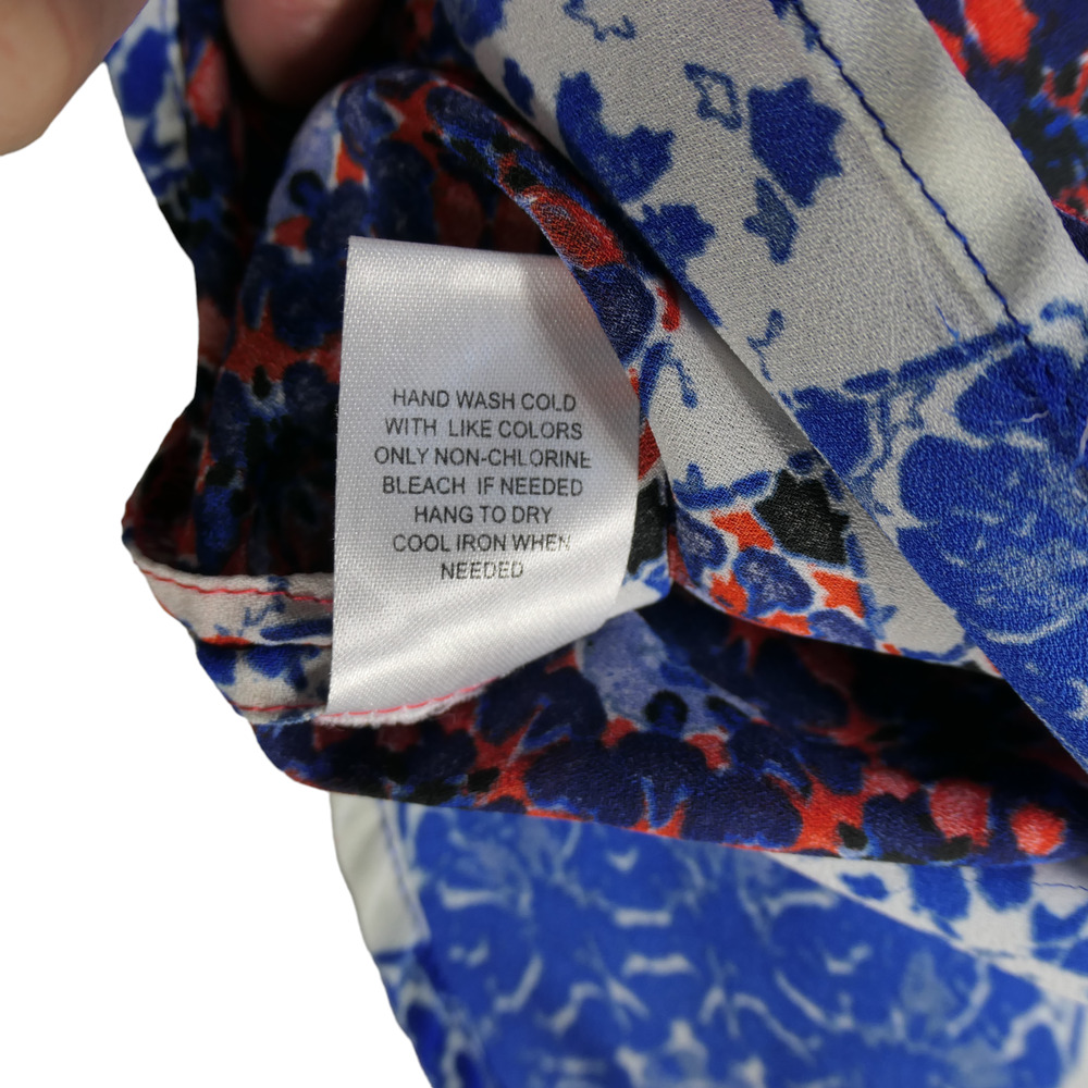Daniel Rainn Blouse Womens Meduim Red White Blue Button Back Lace Detail Boho - Picture 12 of 13